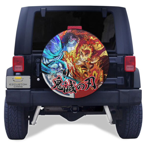 Akaza x Rengoku Spare Tire Cover Custom Demon Slayer Anime Car Accessories - Jeep Tire Covers