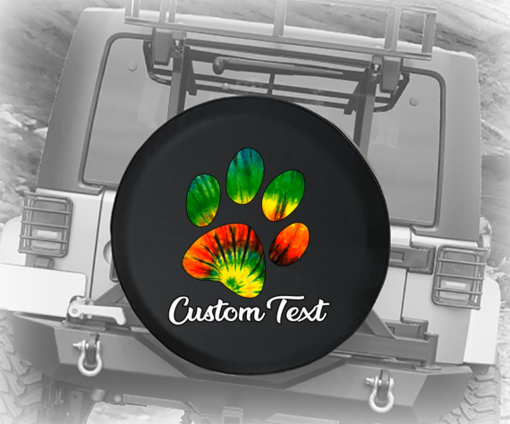 Tie Dye Paw Print - Personalized Spare Tire Cover - Jeep Tire Covers