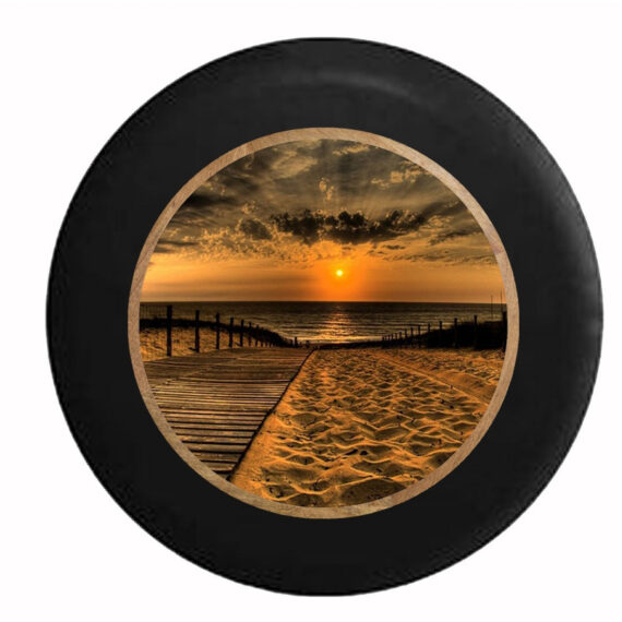 Jeep Wrangler Tire Cover With Sandy Beach Print - Jeep Tire Covers