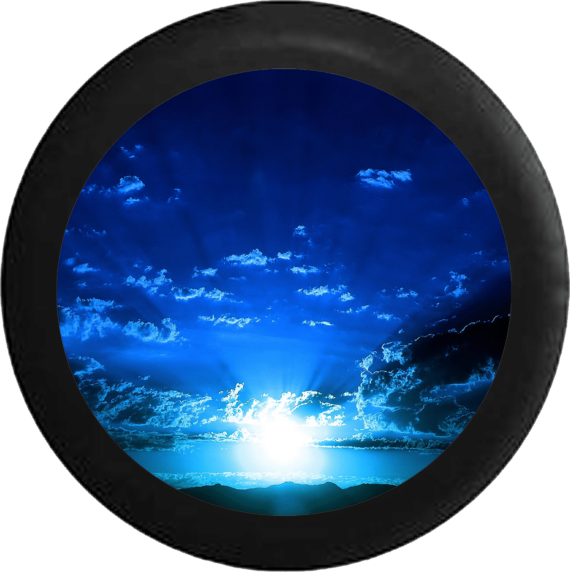 Blue Sky and Clouds Sunrise Sunset Beaming Light Jeep Camper Spare Tire Cover 308 - Jeep Tire Covers