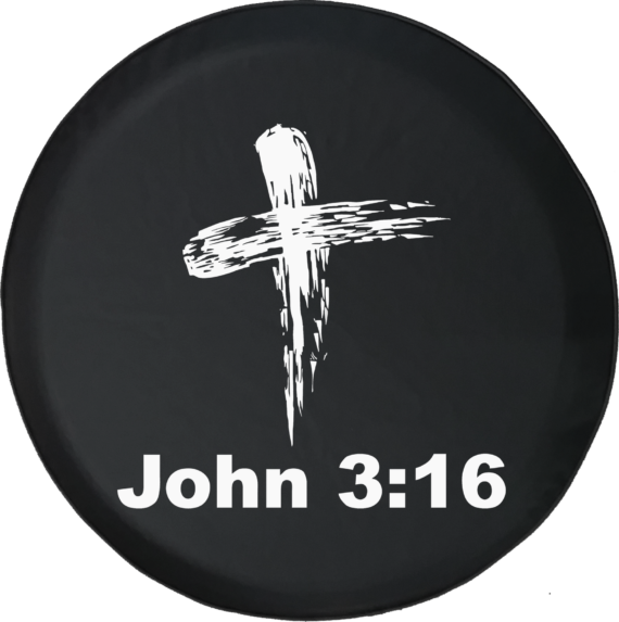 John 3:16 Bible Verse God Cross Jeep  RV Camper Spare Tire Cover U153 - Jeep Tire Covers