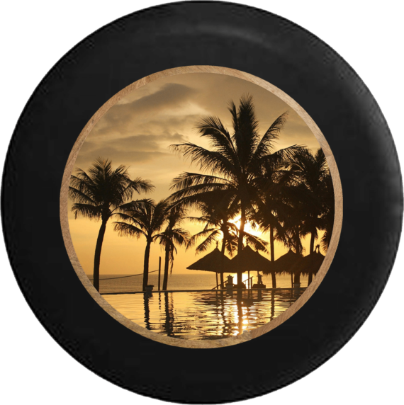 Jeep Wrangler Tire Cover With Tropical View Print - Jeep Tire Covers