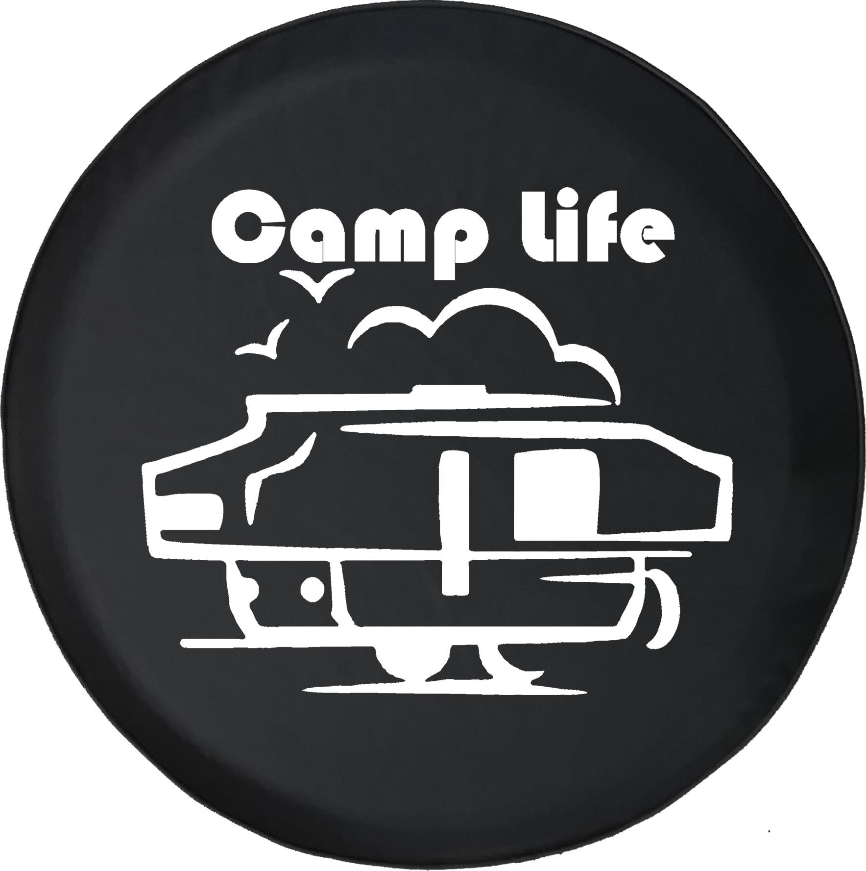 Test Spare Tire Cover Camp Life Camping Camper Black – Jeep Tire Covers 