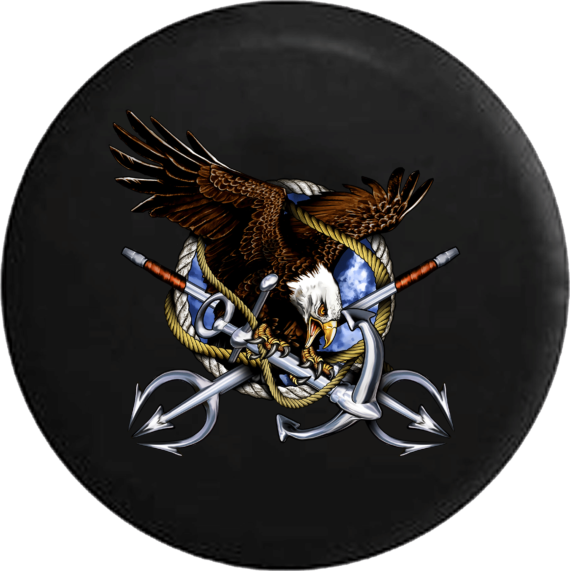 Jeep Liberty Spare Tire Cover With Navy Military Eagle - Jeep Tire Covers