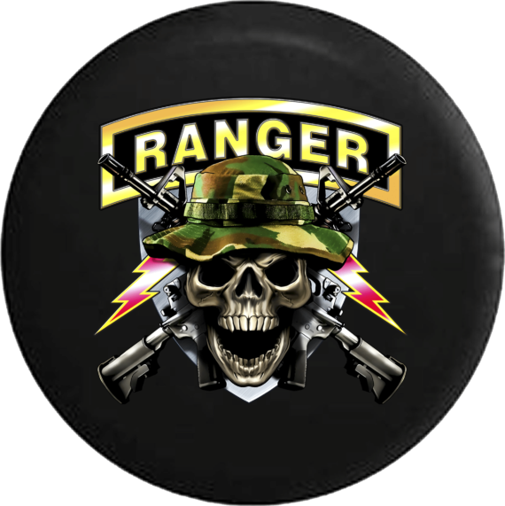 Jeep Liberty Spare Tire Cover With Army Ranger Skull - Jeep Tire Covers