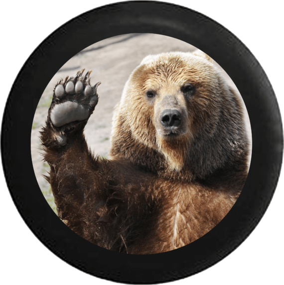 Waving Brown Grizzly Bear Paw Wave Wildlife Jeep Camper Spare Tire Cover 126 - Jeep Tire Covers