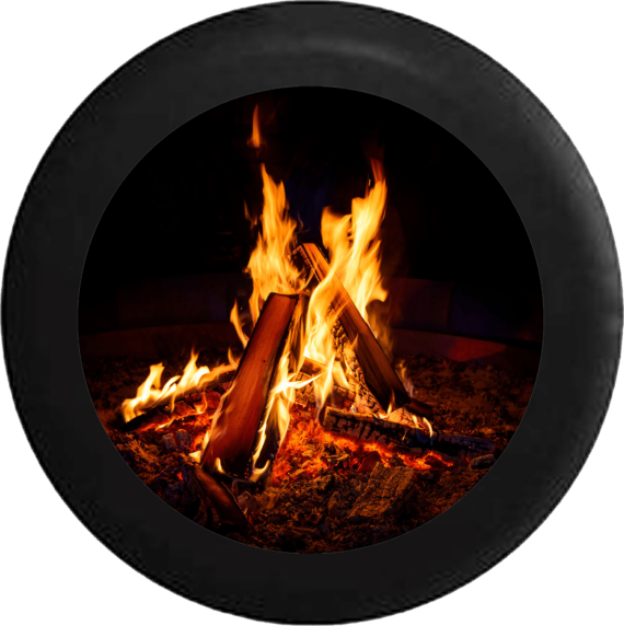 Cracking Campfire with Full Flames Jeep Camper Spare Tire Cover 221 - Jeep Tire Covers