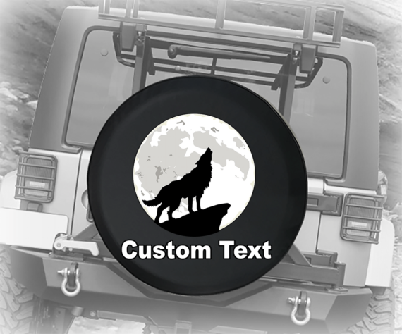 Wild Wolf Howling at Moon- Personalized Spare Tire Cover - Jeep Tire Covers
