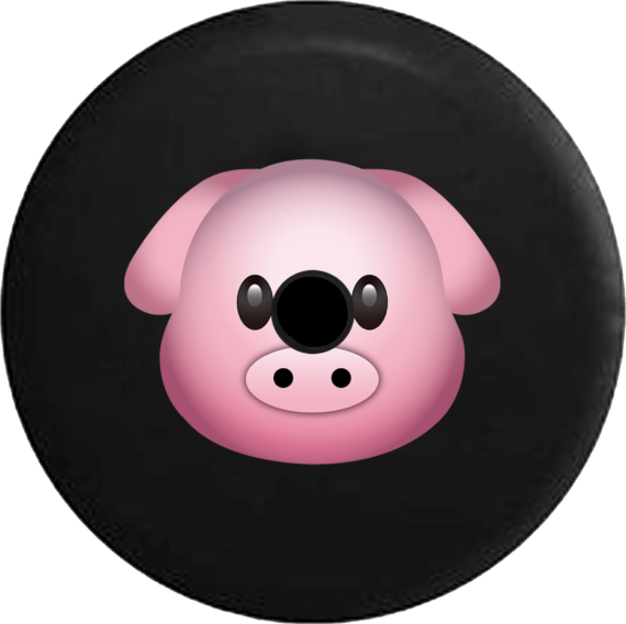 Jeep Wrangler JL Backup Camera Cute Pink Pig Text Emoji RV Camper Spare Tire Cover - Jeep Tire Covers