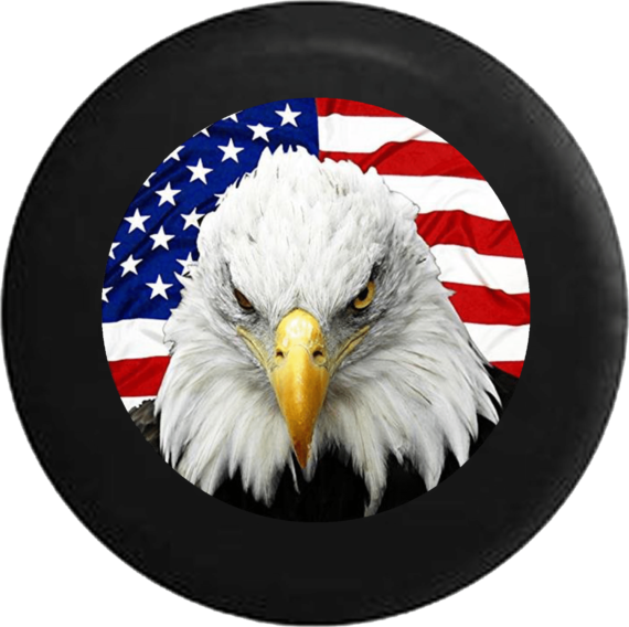 Patriotic American Eagle with USA Flag Jeep Camper Spare Tire Cover - P124 - Jeep Tire Covers