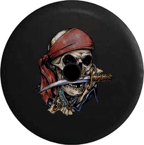 Jeep Wrangler JL Backup Camera Pirate Skeleton with Sword and Treasure RV Camper Spare Tire Cover - Jeep Tire Covers