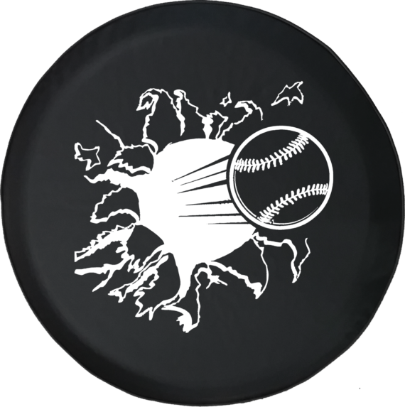 Baseball Ripping Through Trailer Offroad Jeep RV Camper Spare Tire Cover T169 - Jeep Tire Covers