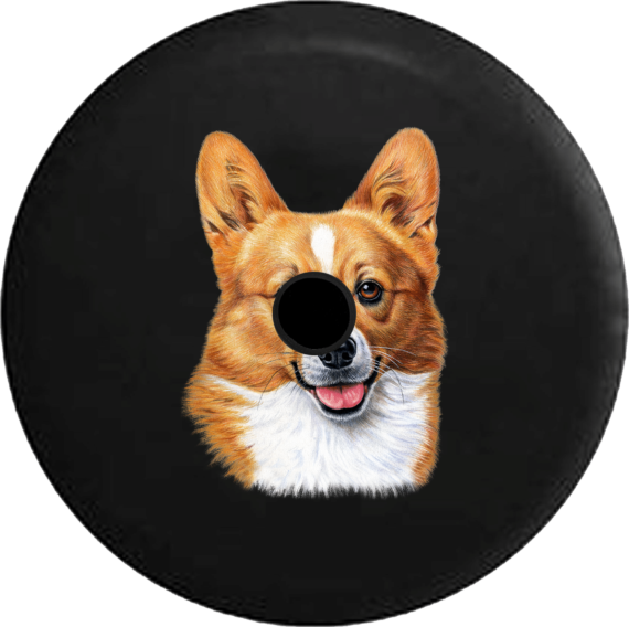 Jeep Wrangler JL Backup Camera Corgi Dog Smiling RV Camper Spare Tire Cover - Jeep Tire Covers