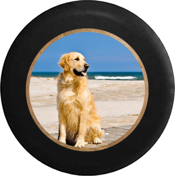 Jeep Liberty Tire Cover With Golden Retriever Print - Jeep Tire Covers