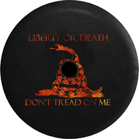 Jeep Wrangler JL Backup Camera Liberty or Death Don't Tread on Me Snake Flames Fire Spare Tire Cover - Jeep Tire Covers