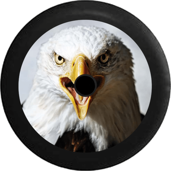 Jeep Wrangler JL Backup Camera Screaming American Bald Eagle Patriotic Closeup Jeep Camper Spare Tire Cover 125 - Jeep Tire Covers