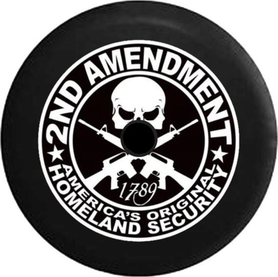 Jeep Wrangler JL Backup Camera 2nd Amendment Skull America's Homeland Security Jeep Camper Spare Tire Cover - P101 - Jeep Tire Covers