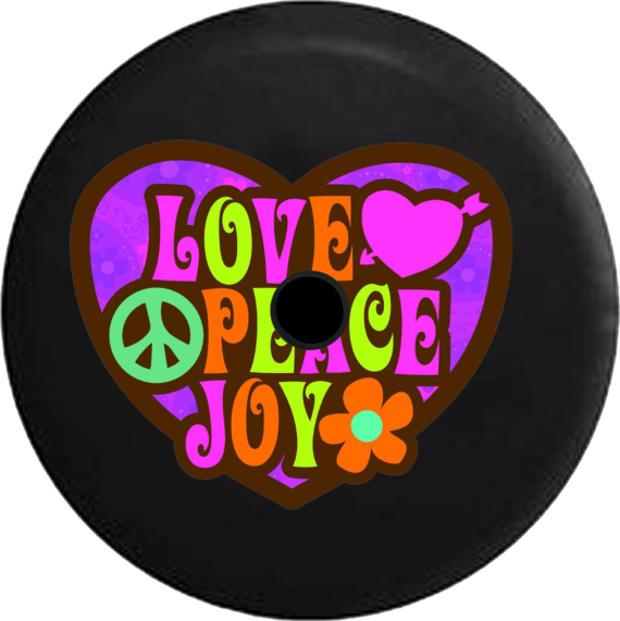 Jeep Wrangler JL Backup Camera Love Peace Joy Heart Sign Heart Flower Spare Tire Cover - Jeep Tire Covers