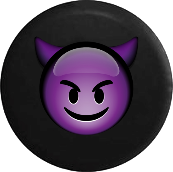 Purple Evil Text Emoji Devil Face Jeep Camper Spare Tire Cover Custom Size - V480 - Jeep Tire Covers