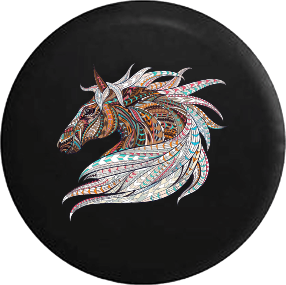 Geometric Design Horse Mane RV Camper Spare Tire Cover -V298 - Jeep Tire Covers