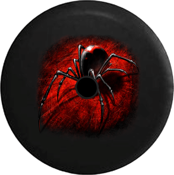 Jeep Wrangler JL Backup Camera Black Widow Spider on Red Web 3D Poisonous RV Camper Spare Tire Cover - Jeep Tire Covers
