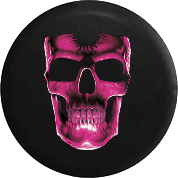 Cracked Pink Skull Jeep Wrangler Spare Tire Cover - Jeep Tire Covers