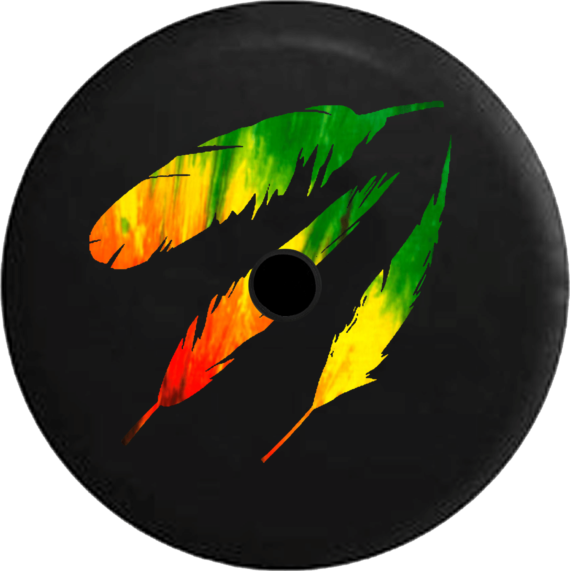 Jeep Wrangler JL Backup Camera Native American Feathers Tie dye Spare Tire Cover - Jeep Tire Covers