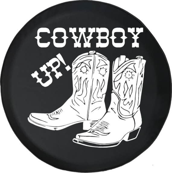 Cowboy Up Western Boots Riding Heritage Offroad Jeep RV Camper Spare Tire Cover S239 - Jeep Tire Covers