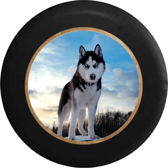 Jeep Wrangler Spare Tire Cover With Blue Eyed Husky - Jeep Tire Covers