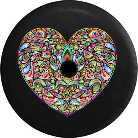 Jeep Wrangler JL Backup Camera Psychedelic Heart Hippie Love Spare Tire Cover - Jeep Tire Covers