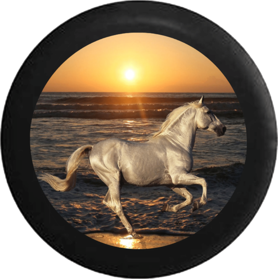 Jeep Liberty Tire Cover With White Horse Print - Jeep Tire Covers