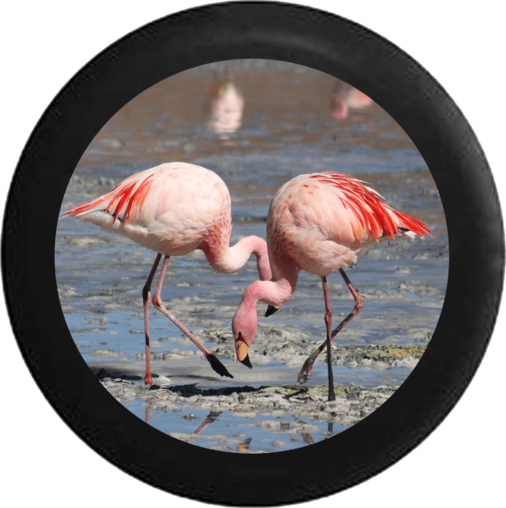 Pink Flamingos wading in the Water Jeep Camper Spare Tire Cover 138 - Jeep Tire Covers