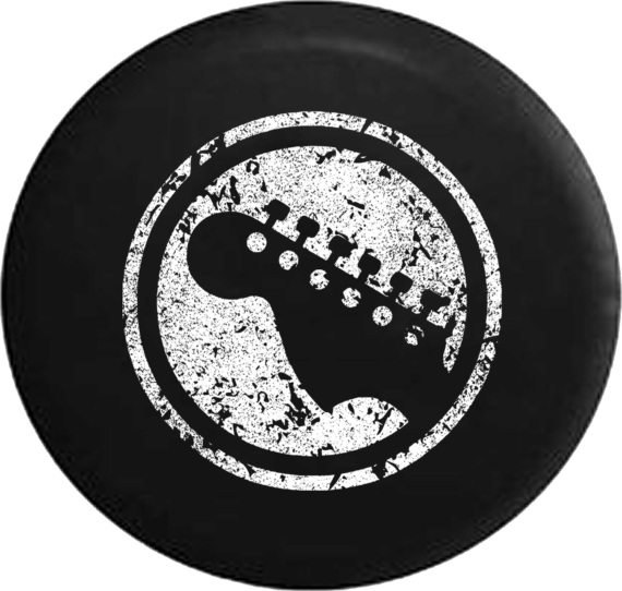 Distressed - Bass Electric Guitar Music Lover Jeep Camper Spare Tire Cover T059 Custom Size - Jeep Tire Covers