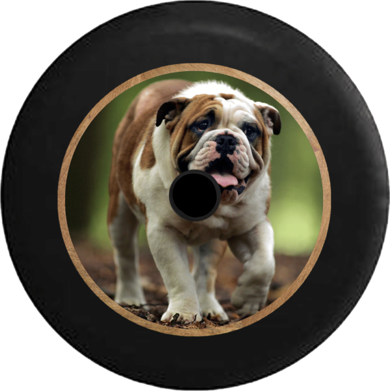 Jeep Wrangler JL Backup Camera Happy English Bulldog Dog Furbaby K9 Jeep Camper Spare Tire Cover 335 - Jeep Tire Covers