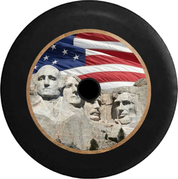 Jeep Wrangler JL Backup Camera US Flag Mount Rushmore Closeup Jeep Camper Spare Tire Cover 331 - Jeep Tire Covers