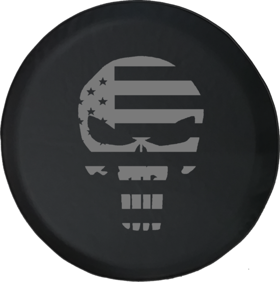 Jeep Liberty Tire Cover With American Patriot Flag Skull - Jeep Tire Covers