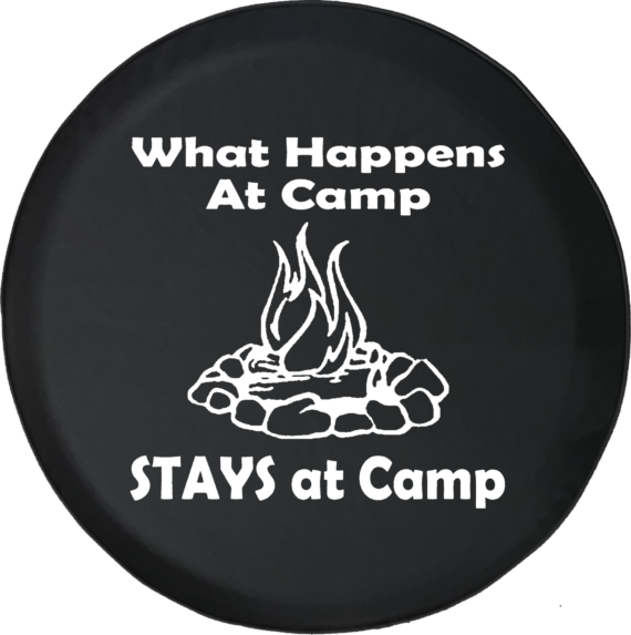 Jeep Liberty Tire Cover With What Happens at Camp Print – Jeep Tire