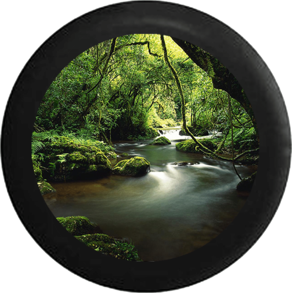 Scenic Mystic Winding Tropical Rain Forest River Jeep Camper Spare Tire Cover 104 - Jeep Tire Covers