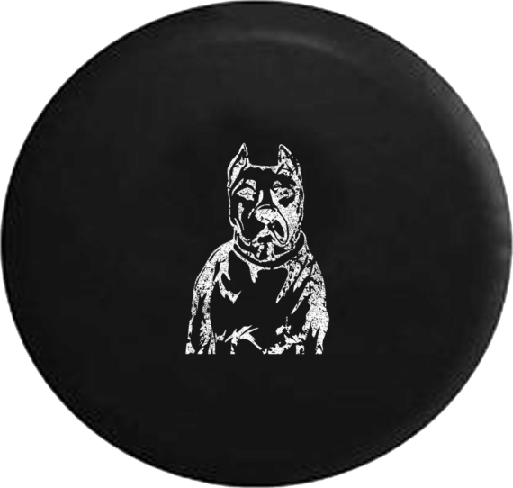 Distressed - Pitbull Staffy Dog Lover American Bulldog Jeep  Camper Spare Tire Cover U146 Custom Size - Jeep Tire Covers