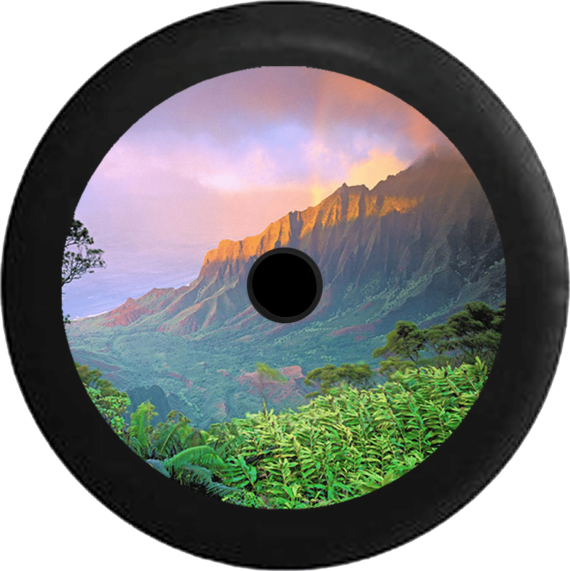 Jeep Wrangler JL Backup Camera Mountain Sunset Skyline River fading into Desert Jeep Camper Spare Tire Cover 110 - Jeep Tire Covers