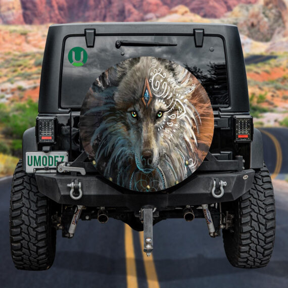 Native American Indian Wolf Warrior Spare Tire Cover Car Accessories - Jeep Tire Covers