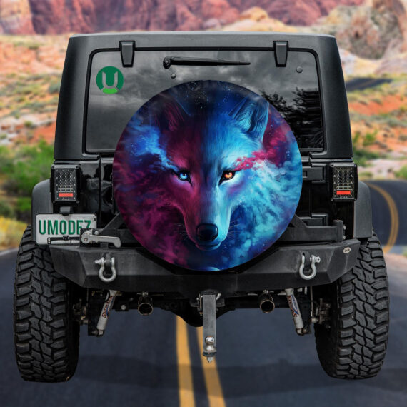 Galaxy Red And Blue Eye Of The Wolf Spare Tire Cover Car Accessories - Jeep Tire Covers