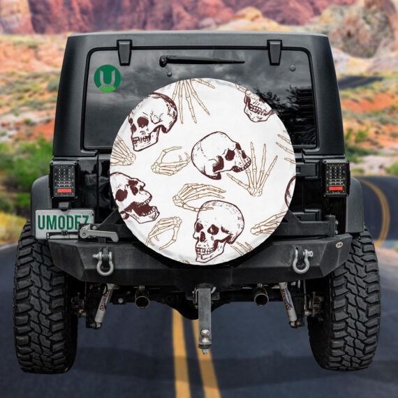 Human Bone Hands And Human Skulls Spare Tire Cover Car Accessories - Jeep Tire Covers