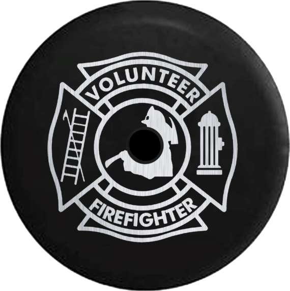 Volunteer Firefighter Badge Pattern Spare Tire Cover - Jeep Tire Covers