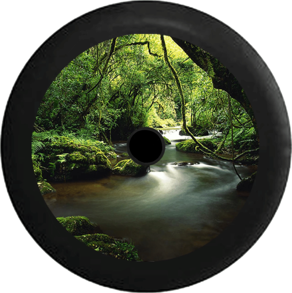 Spare Tire Cover Scenic Mystic Winding Tropical Rain Forest River - Jeep Tire Covers