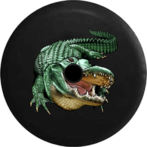 Green Alligator Crocodile Swamp Life Spare Tire Cover - Jeep Tire Covers