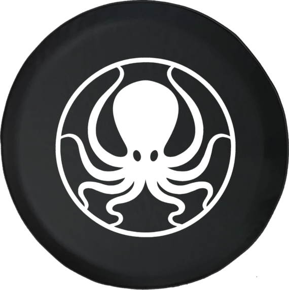 Octopus Kraken Squid Sea Ocean Life Black And White Theme Spare Tire Cover - Jeep Tire Covers