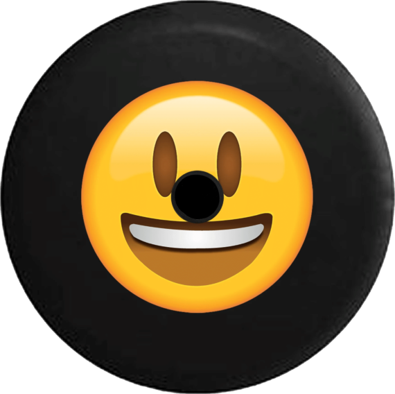 Grinning Smiling Text Emoji Face Spare Tire Cover - Jeep Tire Covers