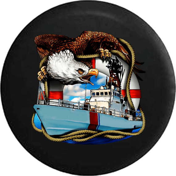 Spare Tire Cover Illustration Background With Coast Guard - Jeep Tire Covers