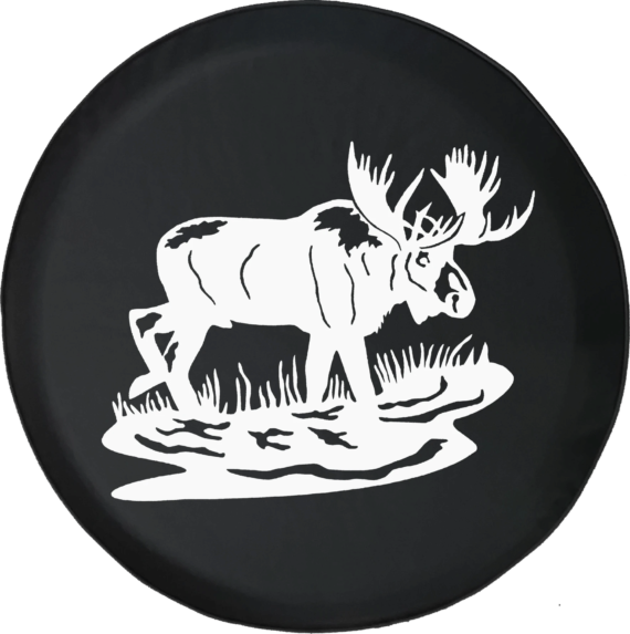 Moose Elk Big Game Offroad Ornamental On Black Spare Tire Cover - Jeep Tire Covers